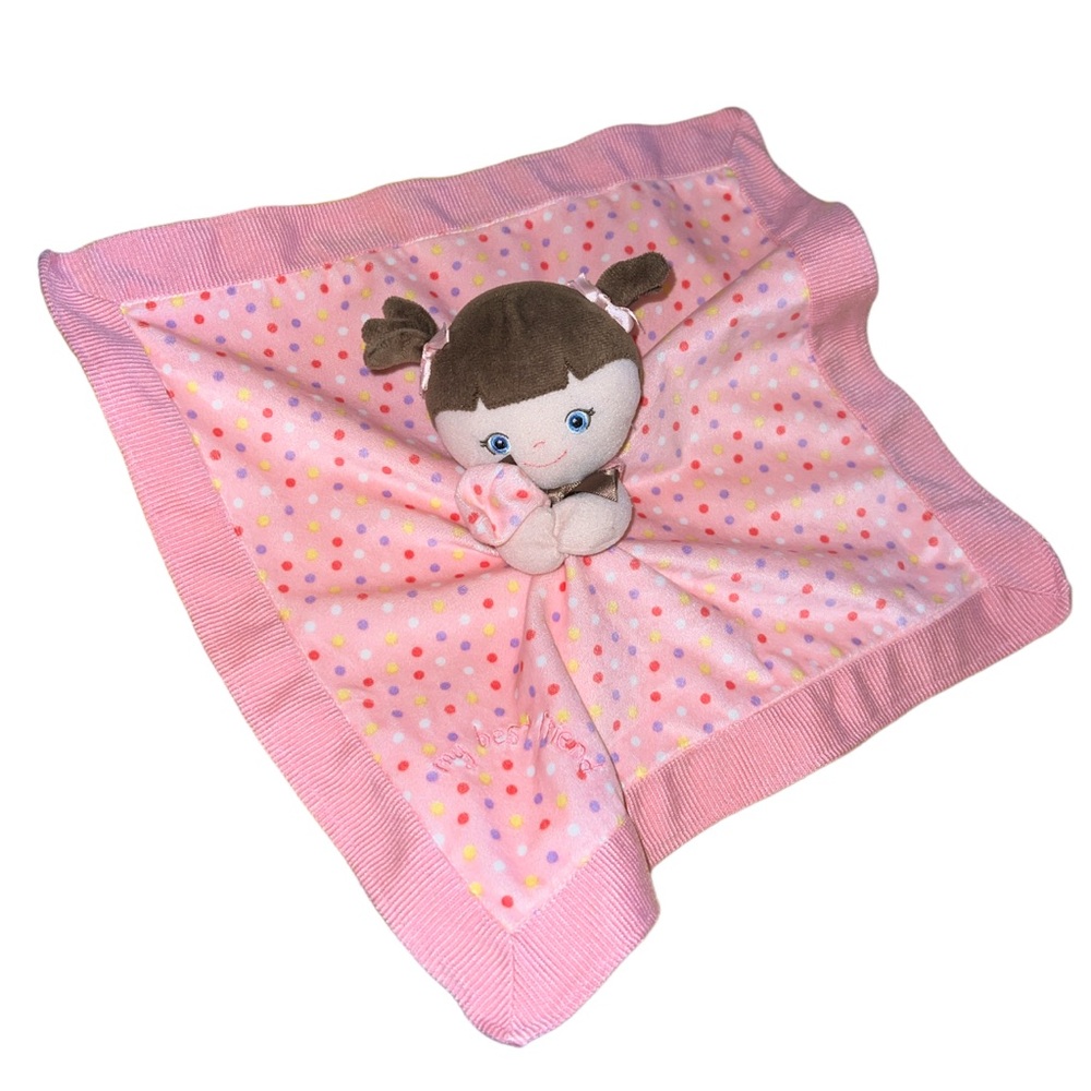 Garanimals Pink Polka Dot My Best Friend Brown Hair Girl Security Blanket/Lovey